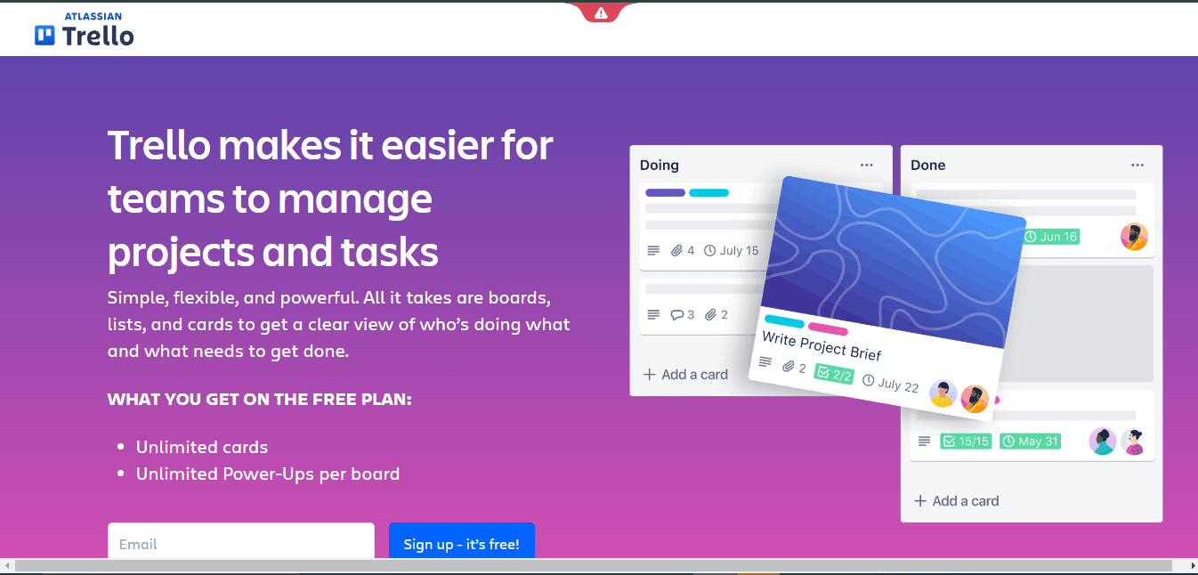 Trello’s Landing Page