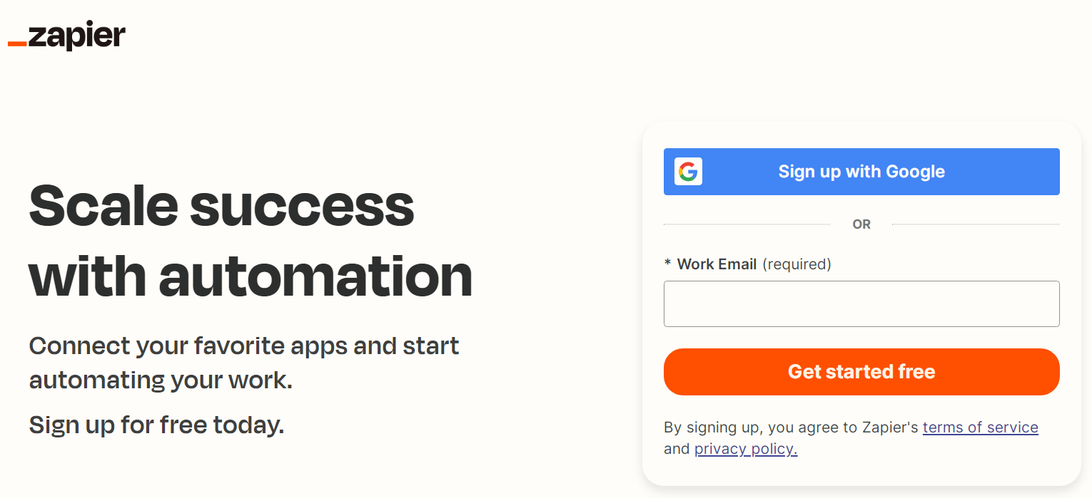 Zapier’s Webpage