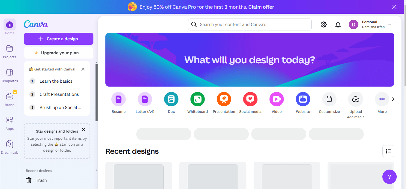 Canva's Landing Page