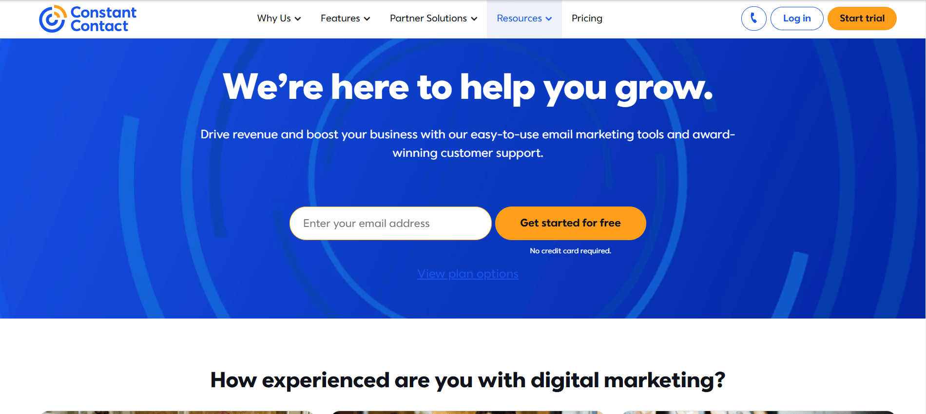 Constant Contact's Landing Page