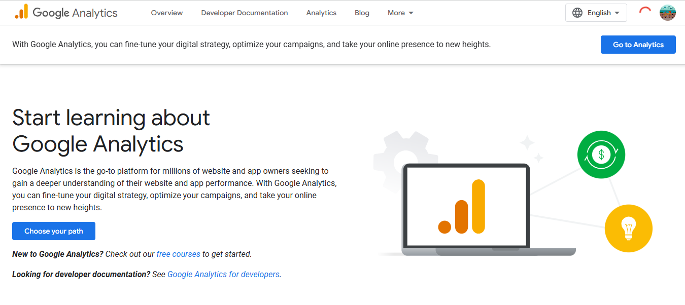 Google Analytics’ Homepage