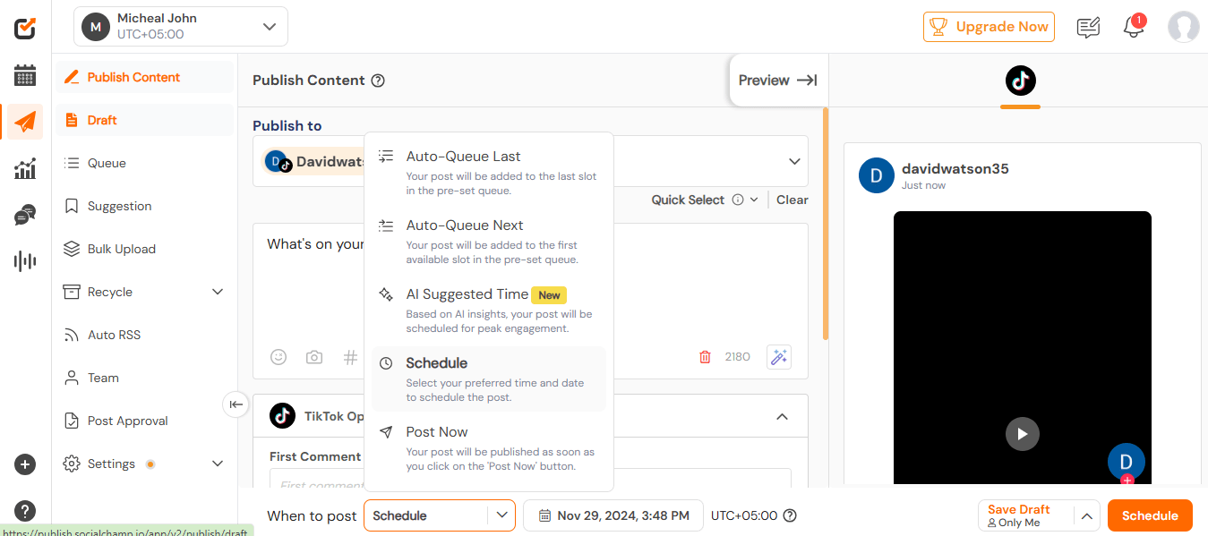 Social Champ's Dashboard