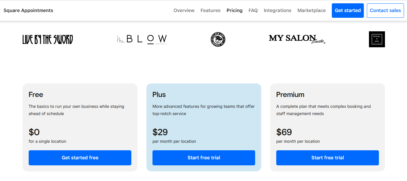 Screenshot of Acuity Scheduling's Pricing Page