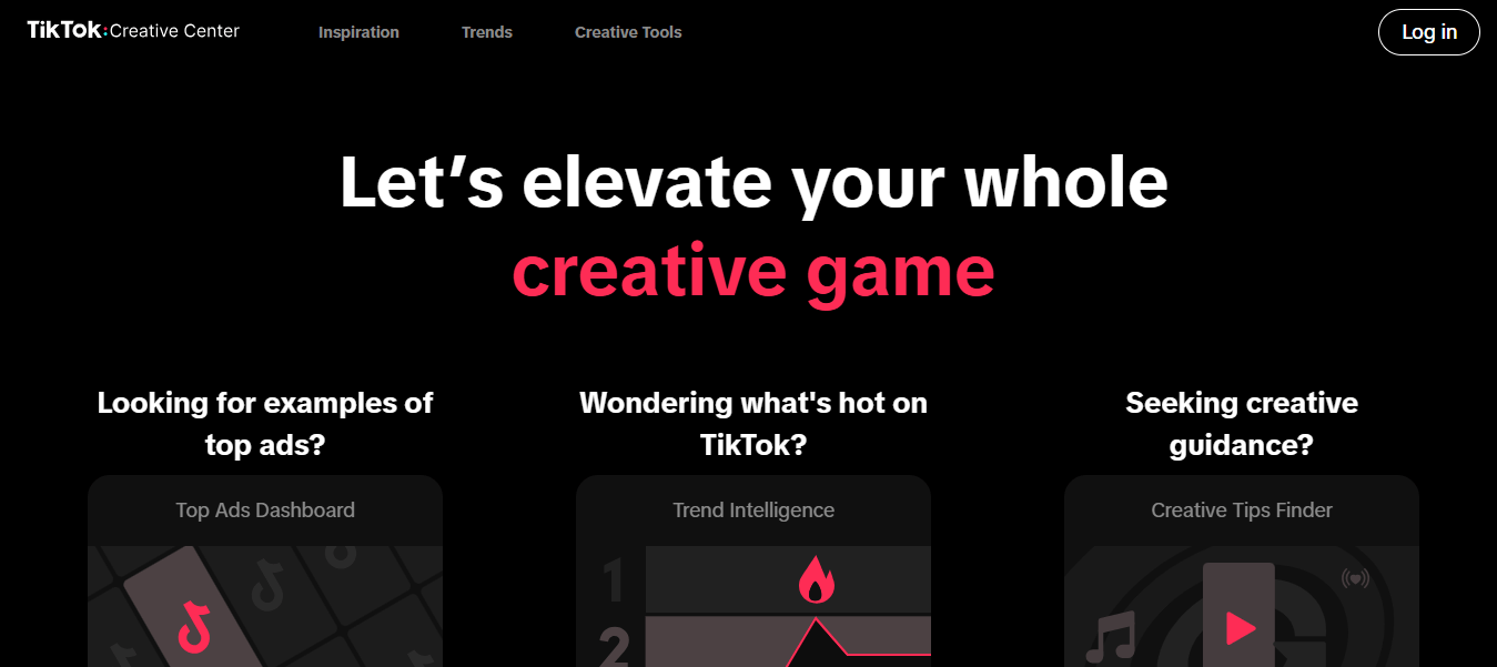 TikTok Creative Center's Landing Page